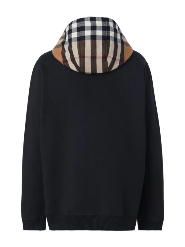 Burberry Geruite hoodie - Zwart