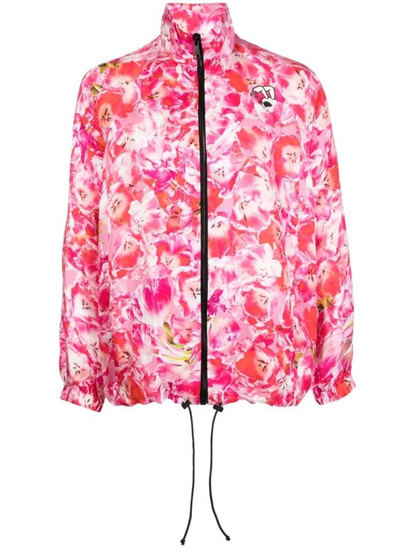 Natasha Zinko veste de sport zippée à fleurs - Rouge