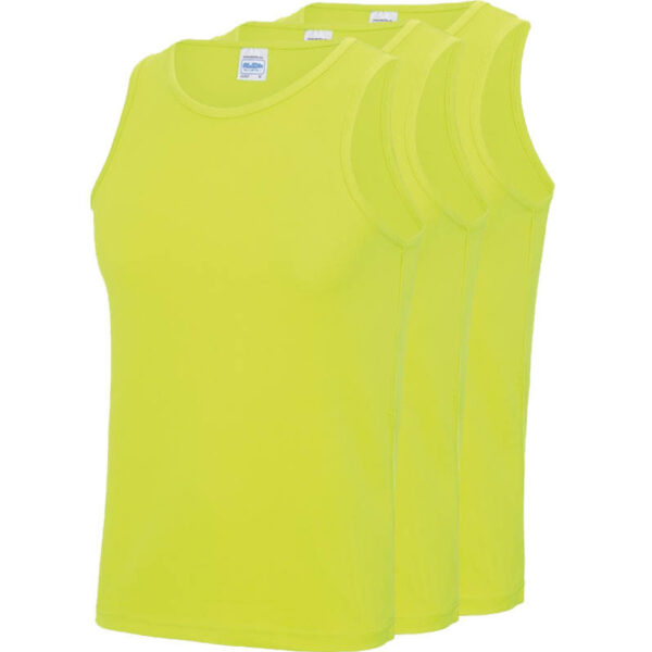 Multipack 3x Maat S - Sportkleding sneldrogende mouwloze shirts neon geel voor mannen/heren