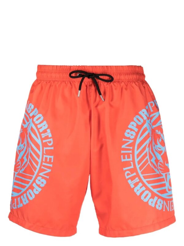 Plein Sport short de bain à logo imprimé - Orange