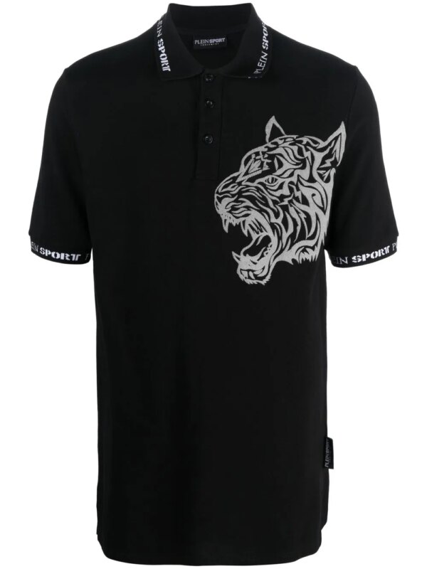 Plein Sport polo à motif tigre - Noir