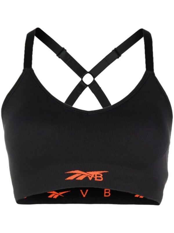 Reebok soutien-gorge Workout à logo imprimé - Noir