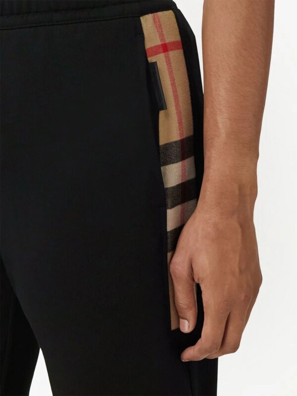 Burberry Check Panel katoeen trainingsbroek - Zwart