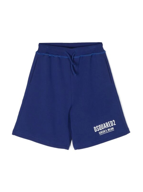 DSQUARED2 KIDS short de sport à logo imprimé - Bleu