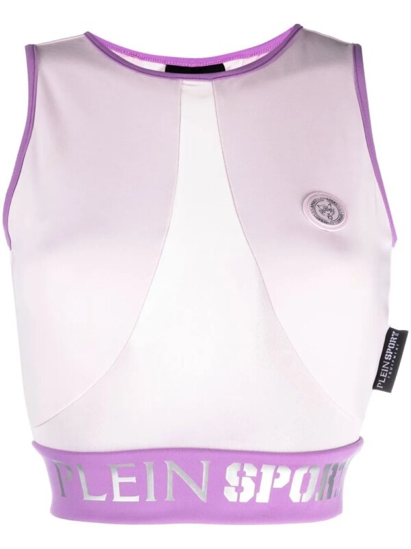 Plein Sport haut crop à bande logo - Violet