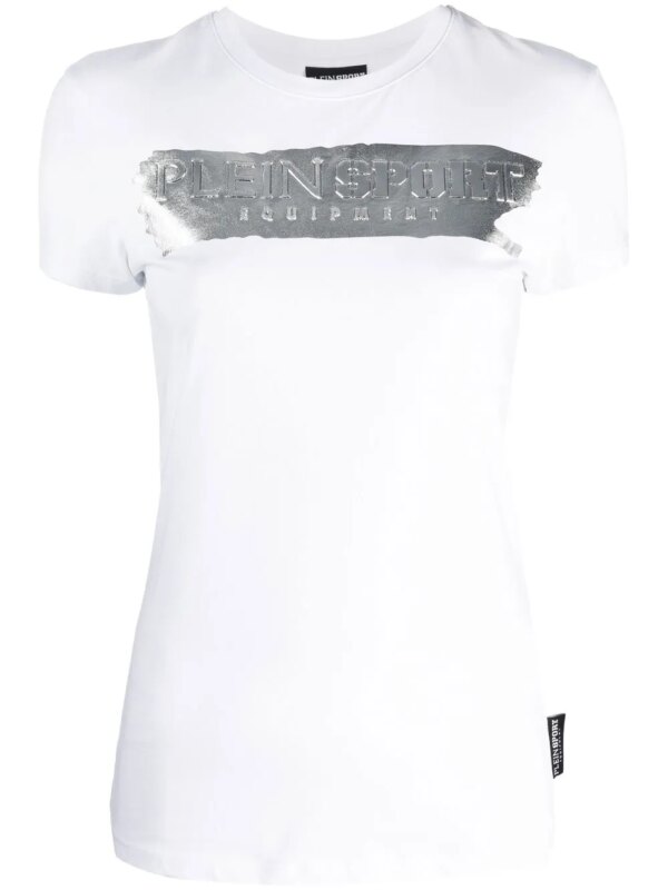 Plein Sport t-shirt métallisé à logo imprimé - Blanc