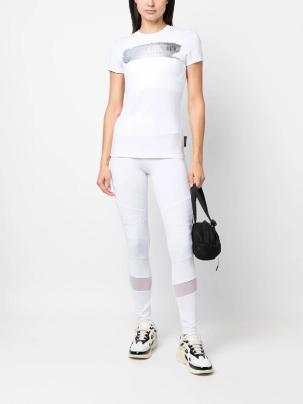 Plein Sport Metallic T-shirt met logoprint - Wit