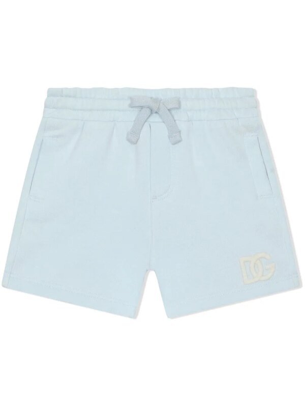 Dolce & Gabbana Kids short de sport à logo brodé - Bleu
