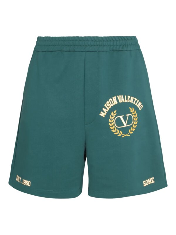 Valentino Garavani short en coton à détail VLOGO - Vert