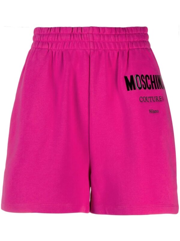 Moschino short de sport à logo imprimé - Rose