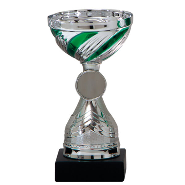 Luxe trofee/prijs beker - zilver/groen - kunststof - 19 x 10 cm