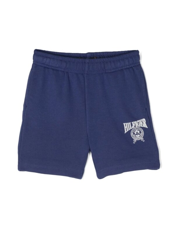 Tommy Hilfiger Junior short de sport en coton mélangé à logo imprimé - Bleu