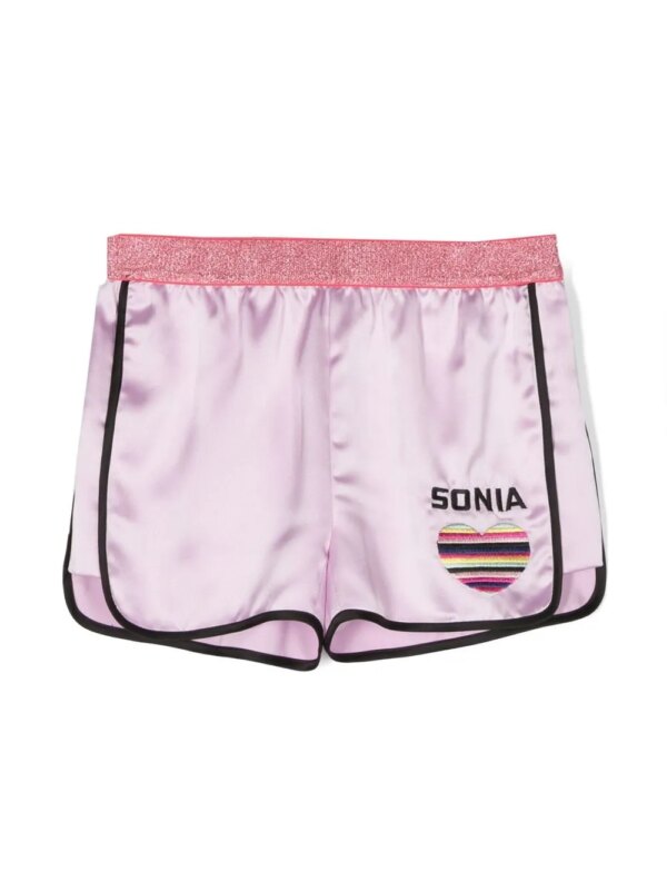 SONIA RYKIEL ENFANT short de sport à logo brodé - Violet