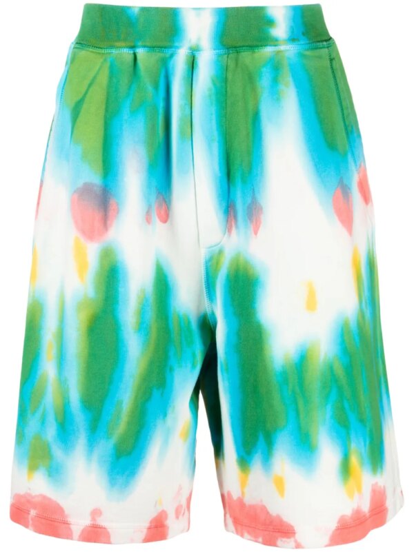 DSQUARED2 short de sport en coton à imprimé tie-dye - Vert