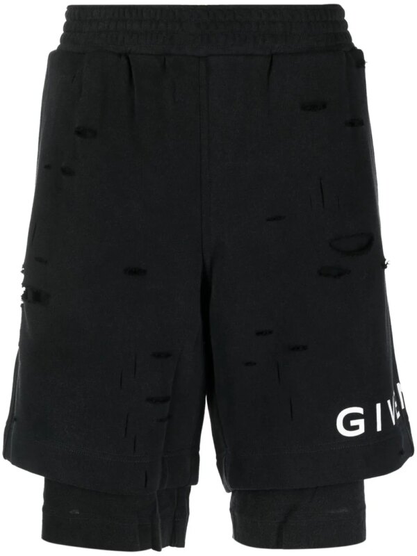 Givenchy short de sport à logo imprimé - Noir