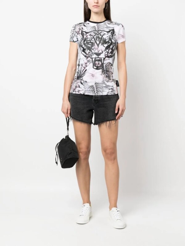 Plein Sport T-shirt met tijgerprint - Wit