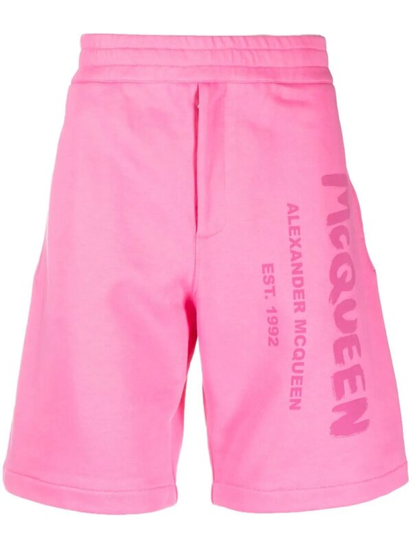 Alexander McQueen short de sport à imprimé graffiti - Rose