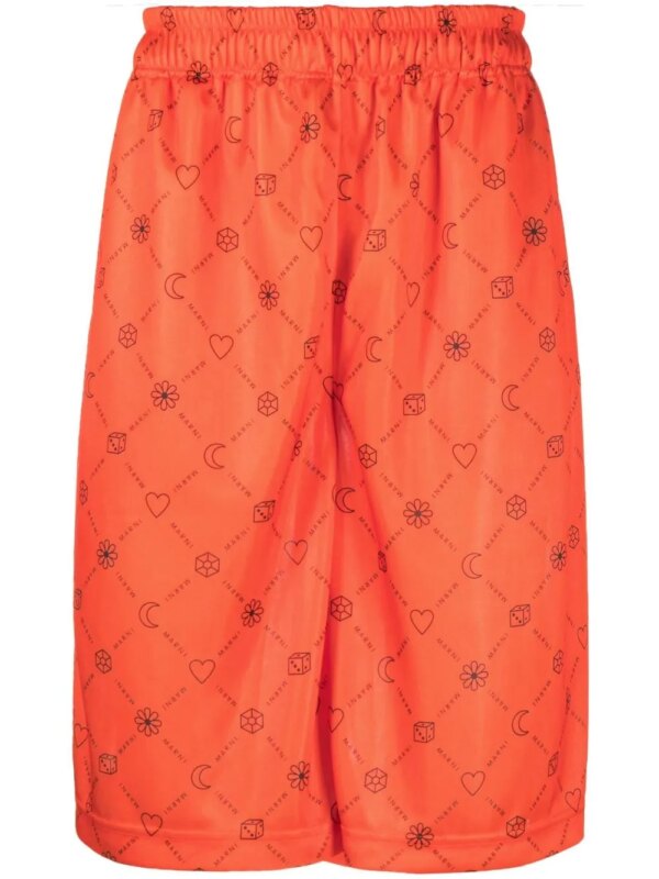 Marni short à logo imprimé - Orange