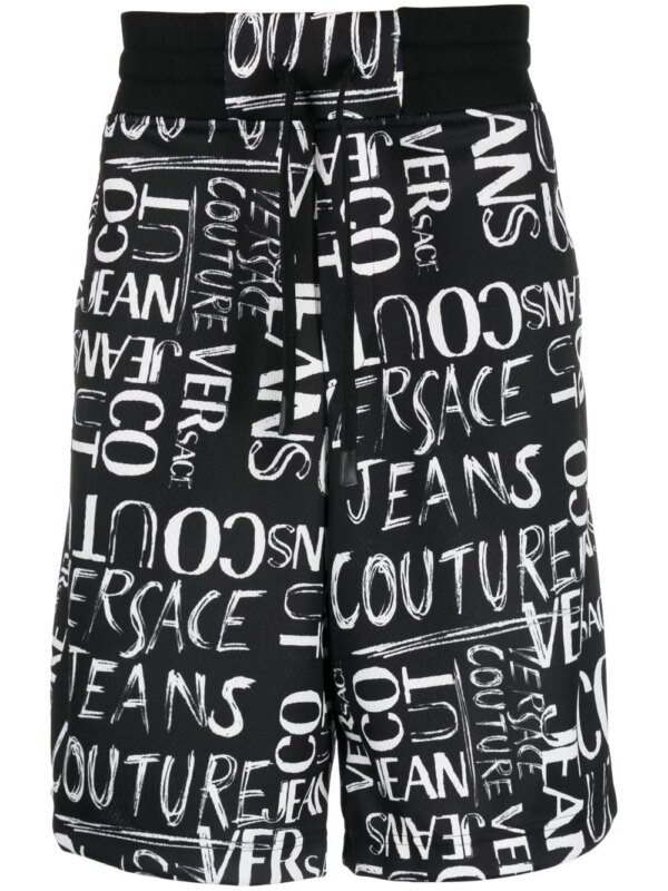 Versace Jeans Couture short de sport à logo imprimé - Noir