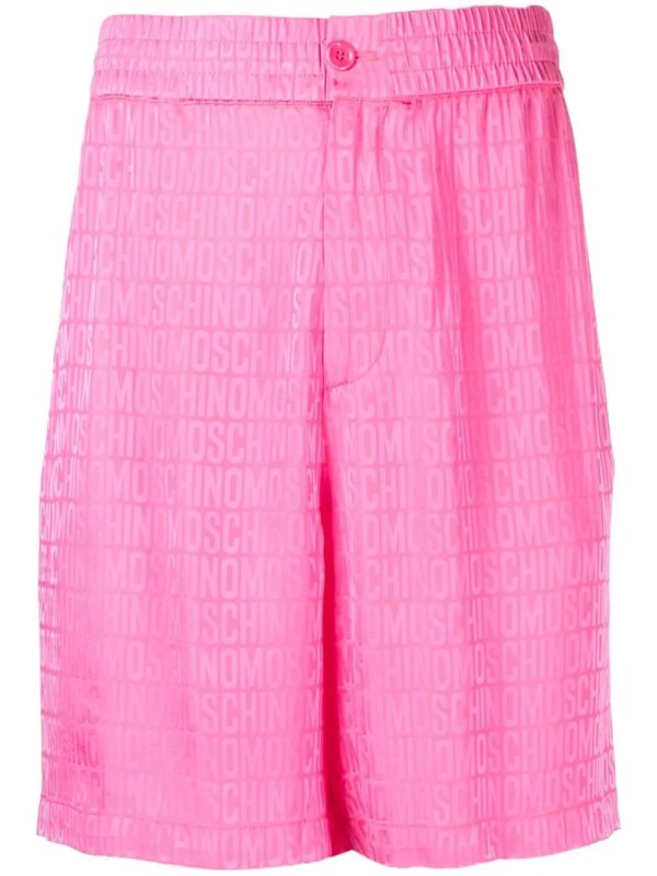 Moschino short de sport à logo imprimé - Rose