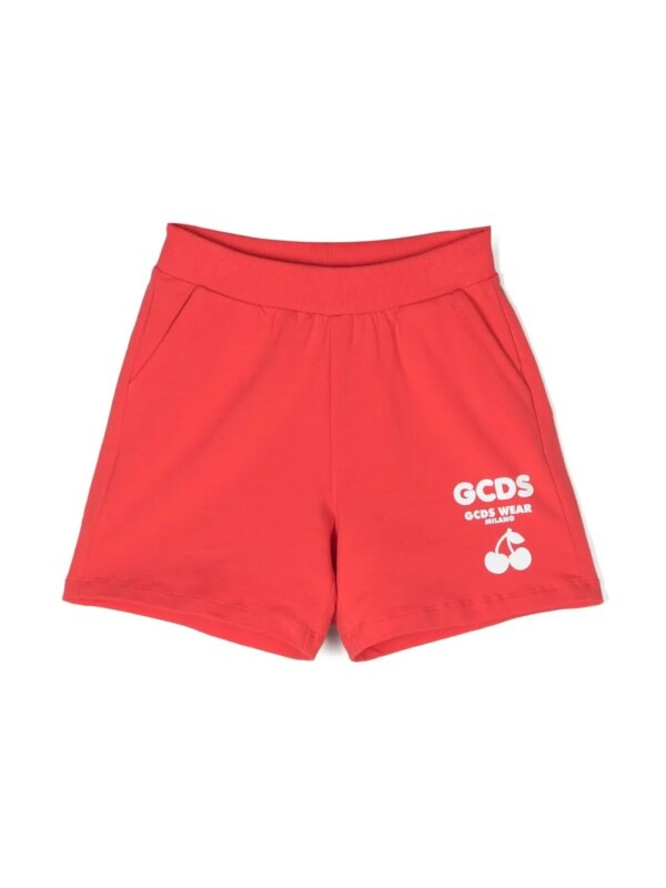 Gcds Kids short de sport à logo imprimé - Rouge