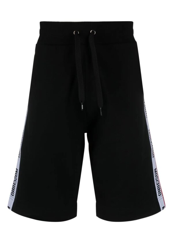Moschino short de sport à bandes logo - Noir