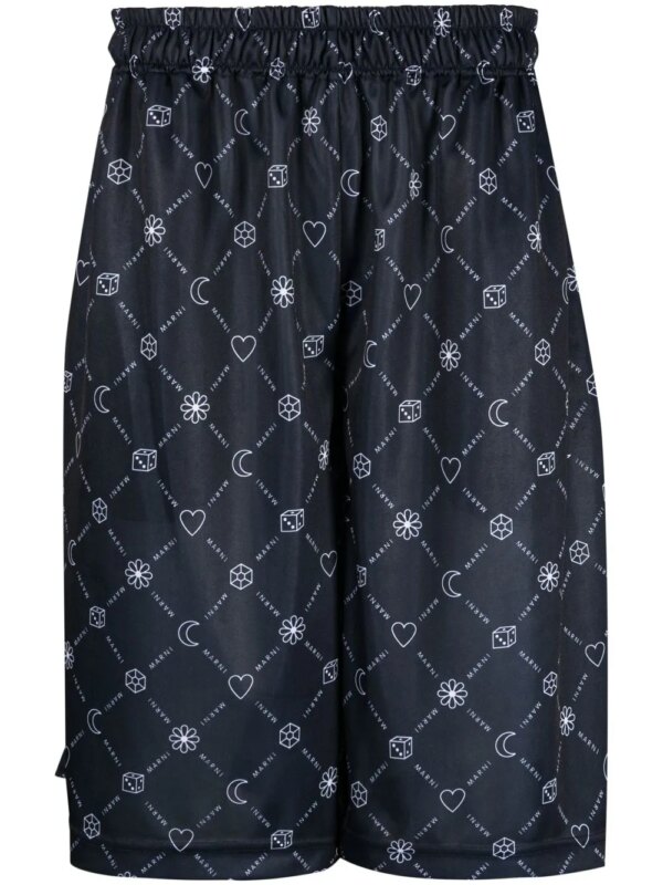 Marni short à logo imprimé - Bleu