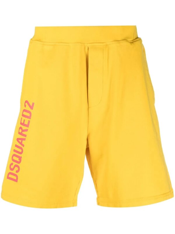 DSQUARED2 short en coton à logo imprimé - Jaune