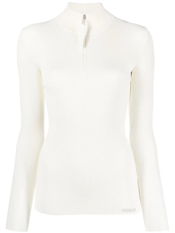 Moncler pull en maille nervurée - Blanc