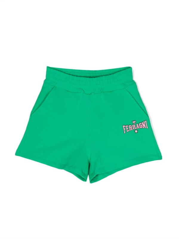 Chiara Ferragni Kids short de sport à logo brodé - Vert