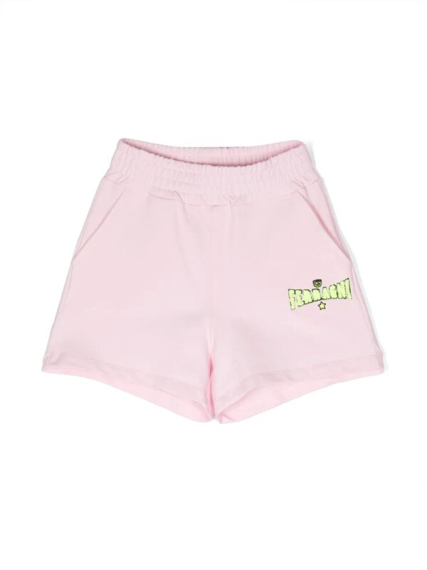 Chiara Ferragni Kids short de sport à logo brodé - Rose