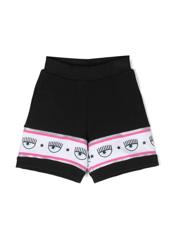 Chiara Ferragni Kids short de sport à bandes logo - Noir