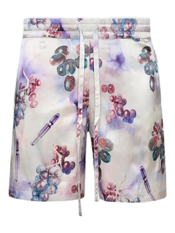 Nahmias short en soie à imprimé raisin - Blanc