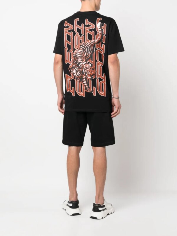 Plein Sport T-shirt met tijgerprint - Zwart