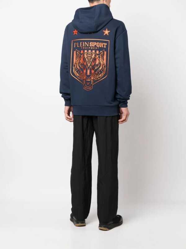 Plein Sport Hoodie met geborduurde tijger - Blauw