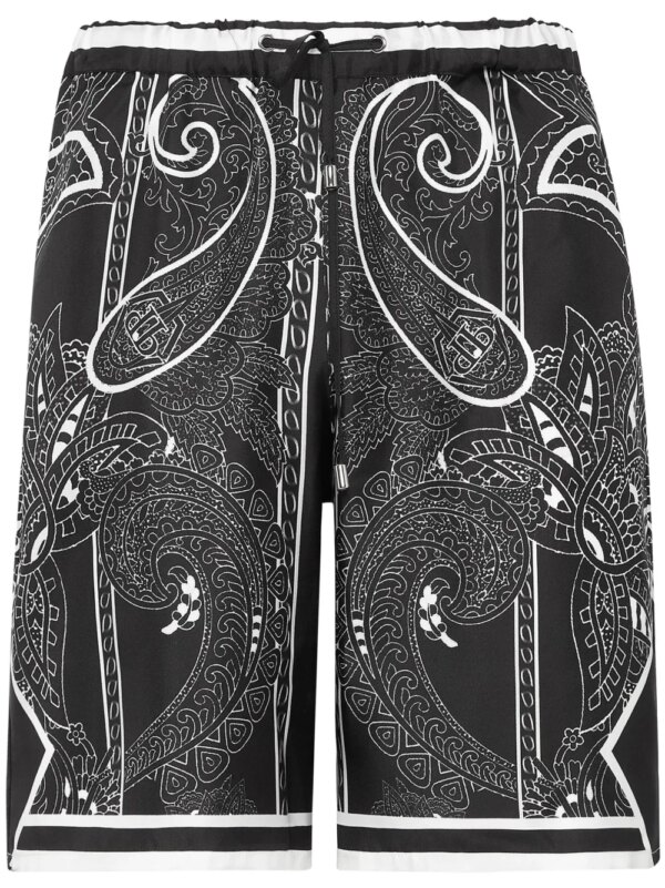 Philipp Plein short en soie à imprimé cachemire - Noir