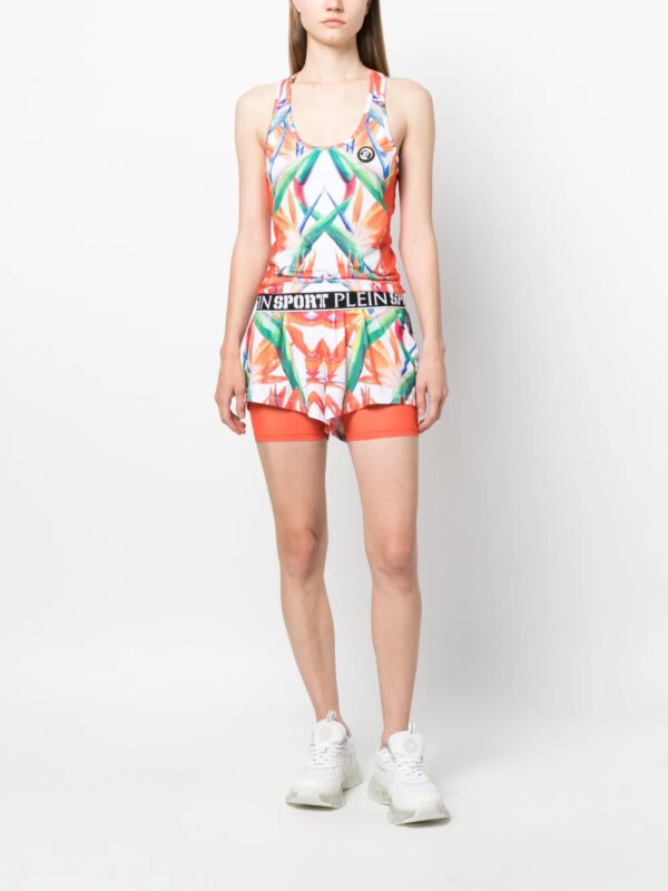 Plein Sport Hardloopshorts met bloemenprint - Zwart