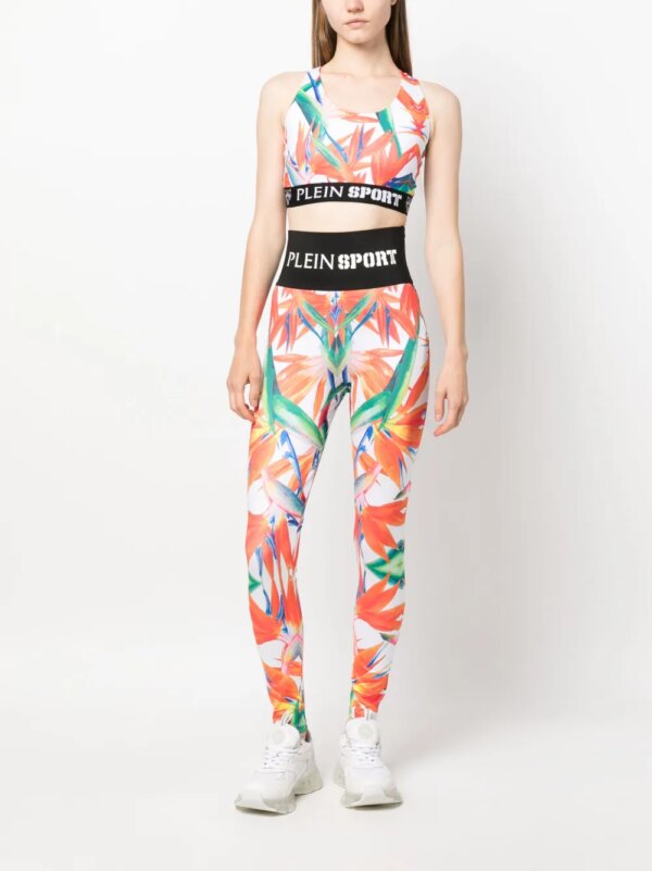 Plein Sport Legging met bloemenprint - Zwart