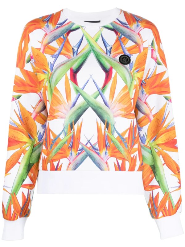 Plein Sport chemise crop à fleurs - Blanc