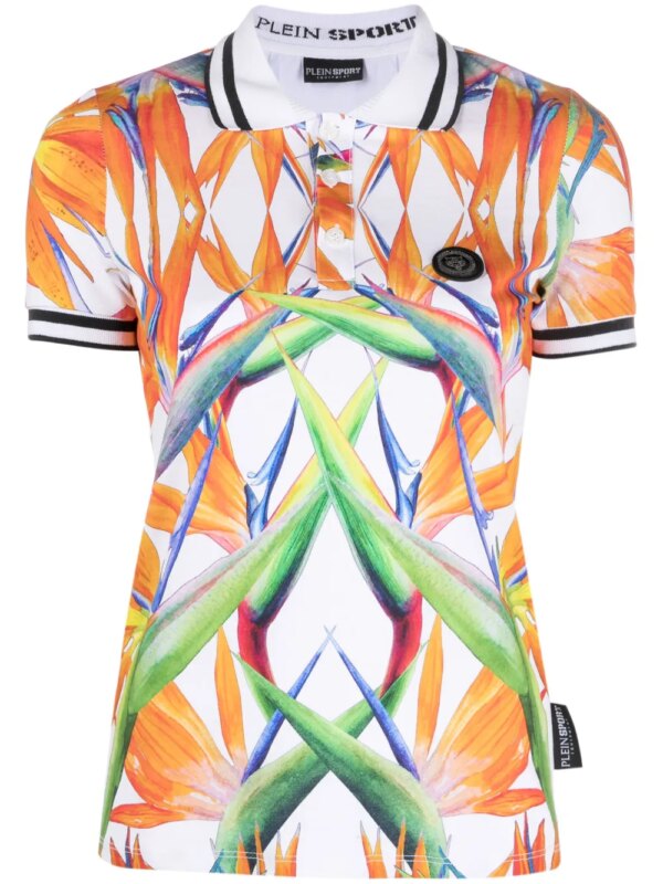 Plein Sport polo en coton à fleurs - Blanc