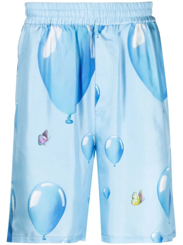 3PARADIS short en soie Dreaming Balloons - Bleu