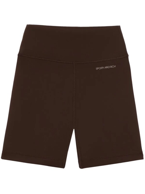 Sporty & Rich short cycliste à logo imprimé - Marron