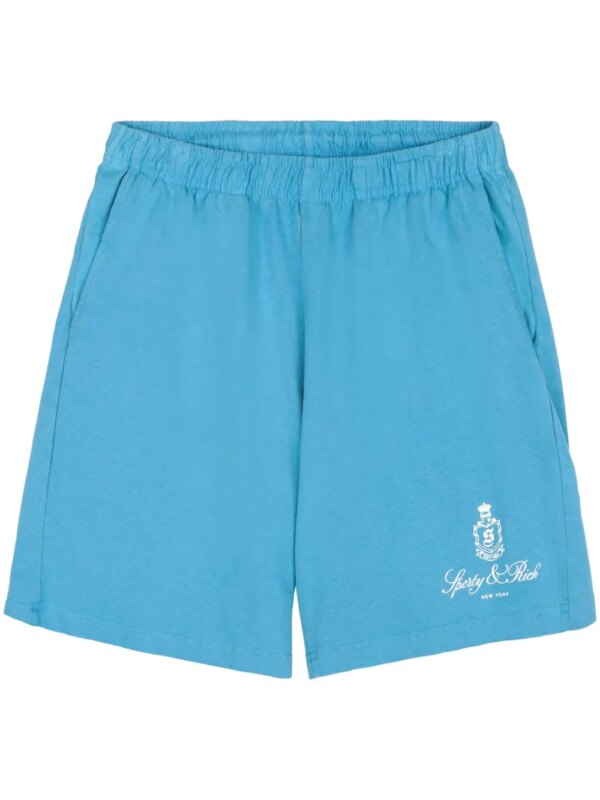Sporty & Rich short en coton Vendome à logo imprimé - Bleu