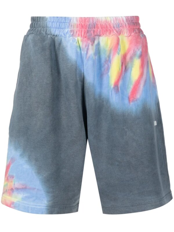MSGM short à logo imprimé tie dye - Bleu