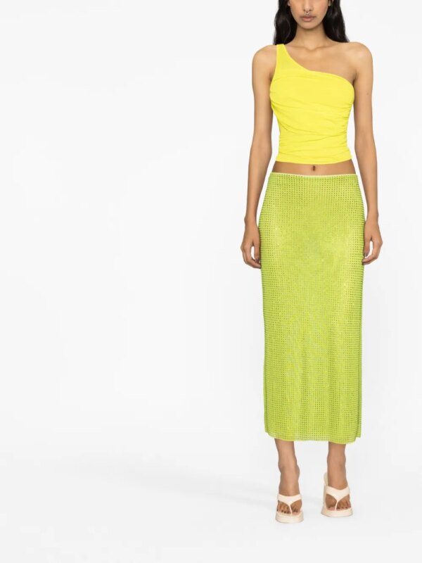 Self-Portrait Midi-rok met stras - Groen