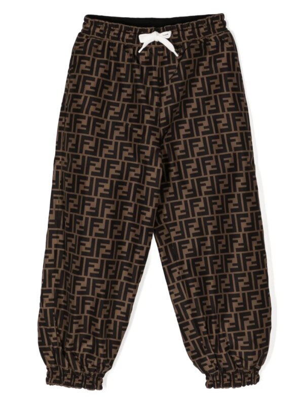 Fendi Kids pantalon de sport à logo FF - Marron