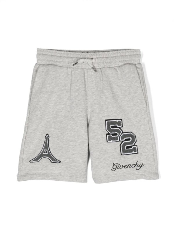 Givenchy Kids short de sport à logo brodé - Gris
