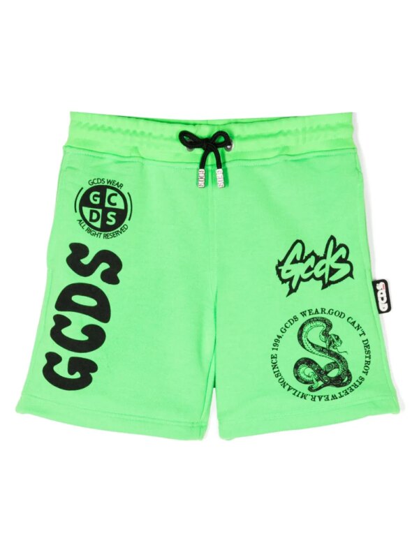 Gcds Kids short de sport à logo imprimé - Vert