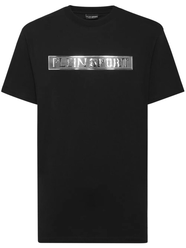 Plein Sport t-shirt en coton à patch logo - Noir