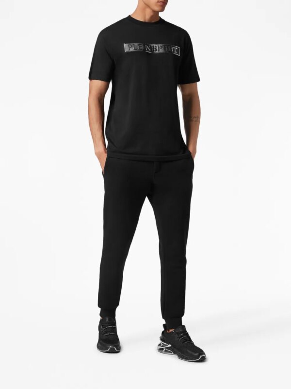 Plein Sport T-shirt met logopatch - Zwart